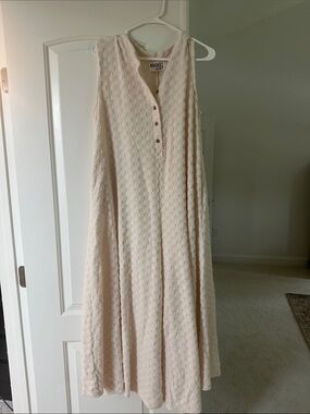 BUCKETLIST Cream Sleeveless Textured Maxi Jumpsuit